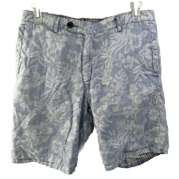 Tommy Bahama Other - Tommy Bahama Shorts Mens 35 100% Linen Reversible Hawaiian Floral Plaid Preppy